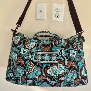 Vintage Vera Bradley Java Blue Duffel Bag Retired 20 inch Removeable Strap Clean